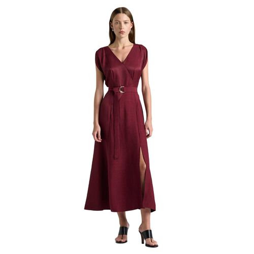 Cue Viscose Blend Belted V-Neck Midi Dress